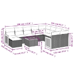 Set Divani da Giardino 11 pz con Cuscini Beige in Polyrattan