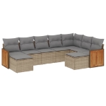 Set Divano da Giardino 9 pz con Cuscini Beige in Polyrattan
