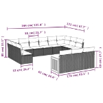Set Divani da Giardino 13 pz con Cuscini Grigio in Polyrattan