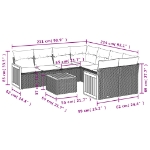 Set Divano da Giardino 9 pz con Cuscini Beige in Polyrattan