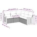 Set Divano da Giardino 5 pz con Cuscini Grigio in Polyrattan