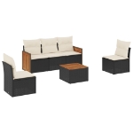 Set Divano da Giardino 6 pz con Cuscini Nero in Polyrattan