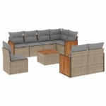 Set Divano da Giardino 9 pz con Cuscini Beige in Polyrattan
