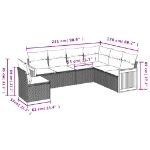 Set Divano da Giardino 6 pz con Cuscini Beige in Polyrattan