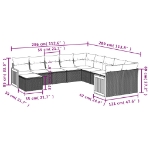 Set Divani da Giardino 11 pz con Cuscini Beige in Polyrattan