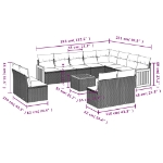 Set Divani da Giardino 13 pz con Cuscini Grigio in Polyrattan