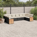 Set Divani da Giardino 10pz con Cuscini in Polyrattan Nero