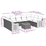 Set Divani da Giardino 10pz con Cuscini in Polyrattan Nero