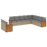 Set Divano da Giardino 10 pz con Cuscini Beige in Polyrattan