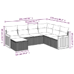 Set Divani da Giardino con Cuscini 7pz Nero Polyrattan
