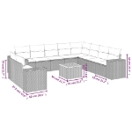Set Divani da Giardino 11 pz con Cuscini in Polyrattan Nero