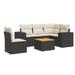 Set Divano da Giardino 6 pz con Cuscini Nero in Polyrattan