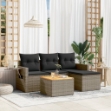 Set Divano da Giardino 5 pz con Cuscini Grigio in Polyrattan