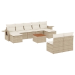 Set Divano da Giardino 10 pz con Cuscini Beige in Polyrattan