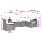 Set Divano da Giardino 5 pz con Cuscini Beige in Polyrattan