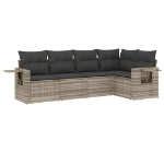 Set Divano da Giardino 5pz con Cuscini Grigio Chiaro Polyrattan