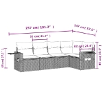 Set Divano da Giardino 5pz con Cuscini Grigio Chiaro Polyrattan