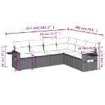 Set Divano da Giardino 6 pz con Cuscini Marrone in Polyrattan
