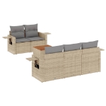 Set Divano da Giardino 6 pz con Cuscini Beige Misto Polyrattan
