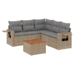 Set Divano da Giardino 6 pz con Cuscini Beige Misto Polyrattan