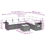 Set Divani da Giardino 7pz con Cuscini Grigio Chiaro Polyrattan