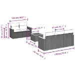 Set Divano da Giardino 6 pz con Cuscini Nero in Polyrattan