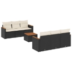 Set Divani da Giardino con Cuscini 7pz Nero Polyrattan