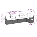 Set Divano da Giardino 6 pz con Cuscini Beige in Polyrattan