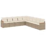 Set Divano da Giardino 9 pz con Cuscini Beige in Polyrattan
