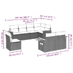 Set Divano da Giardino 8 pz con Cuscini Grigio in Polyrattan