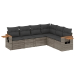 Set Divano da Giardino 6 pz con Cuscini Grigio in Polyrattan