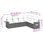 Set Divano da Giardino 6 pz con Cuscini Grigio in Polyrattan