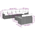 Set Divano da Giardino 9 pz con Cuscini Beige in Polyrattan