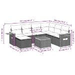 Set Divani da Giardino con Cuscini 8 pz Nero in Polyrattan