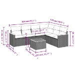 Set Divani da Giardino con Cuscini 7pz Nero Polyrattan