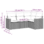 Set Divani da Giardino 4 pz con Cuscini Nero in Polyrattan