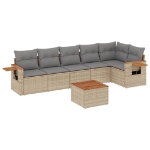 Set Divani da Giardino 7 pz con Cuscini Beige in Polyrattan