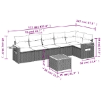 Set Divani da Giardino 7 pz con Cuscini Beige in Polyrattan
