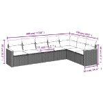 Set Divani da Giardino 7 pz con Cuscini Grigio in Polyrattan