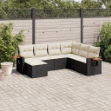 Set Divani da Giardino con Cuscini 7pz Nero Polyrattan