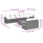Set Divani da Giardino 9 pz con Cuscini Nero in Polyrattan