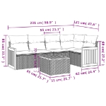 Set Divano da Giardino 6 pz con Cuscini Nero in Polyrattan