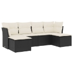 Set Divano da Giardino 6 pz con Cuscini Nero in Polyrattan