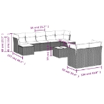 Set Divani da Giardino 10pz con Cuscini in Polyrattan Nero