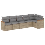 Set Divano da Giardino 6 pz con Cuscini Beige in Polyrattan