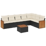 Set Divani da Giardino con Cuscini 8 pz Nero in Polyrattan