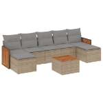 Set Divano da Giardino 8 pz con Cuscini Beige in Polyrattan