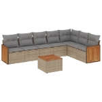 Set Divano da Giardino 8 pz con Cuscini Beige in Polyrattan