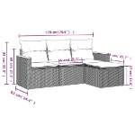 Set Divano da Giardino 4 pz con Cuscini Beige in Polyrattan