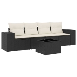 Set Divani da Giardino 5 pz con Cuscini in Polyrattan Nero
